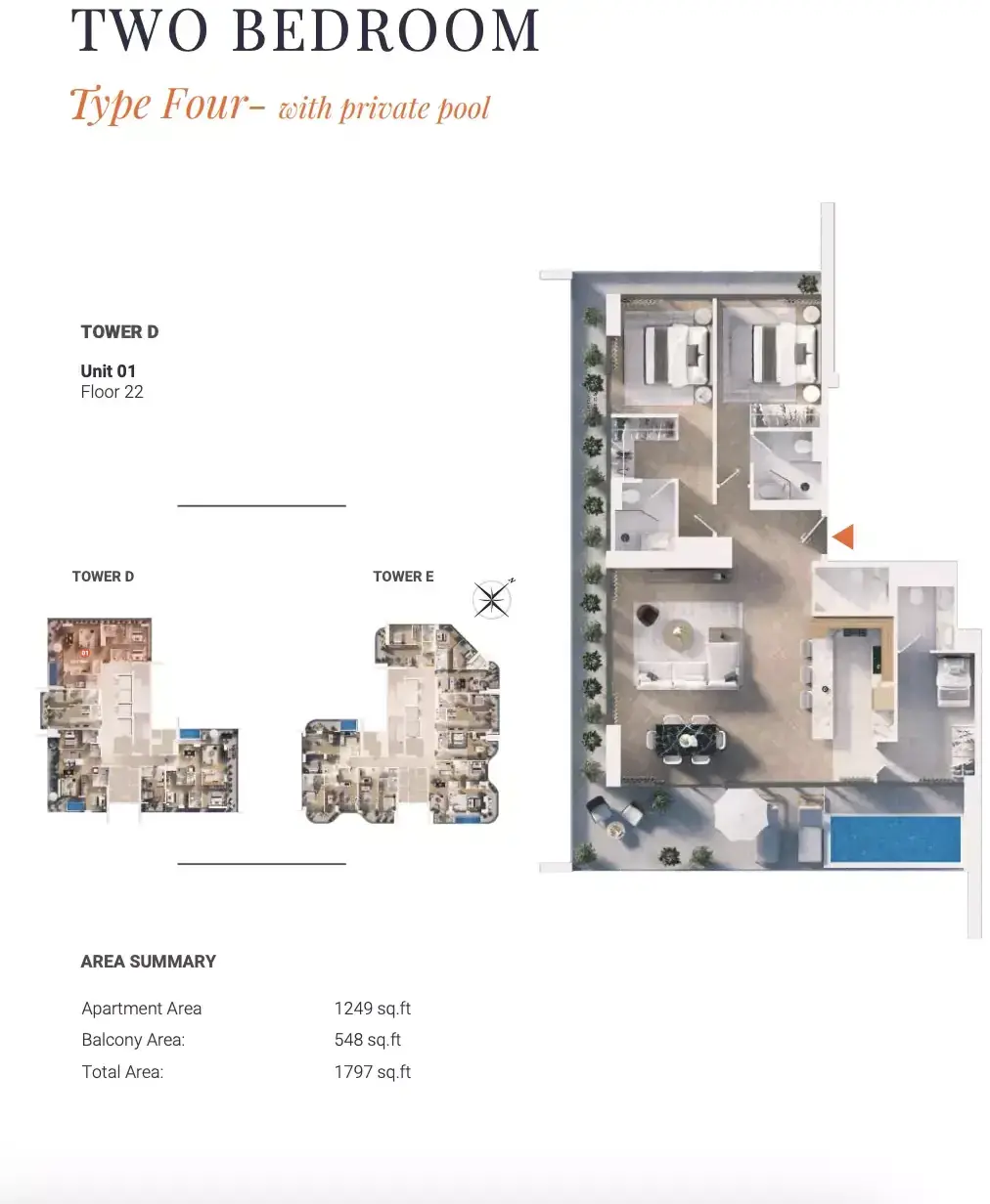 Планировка — 2-спальная, 167 м²