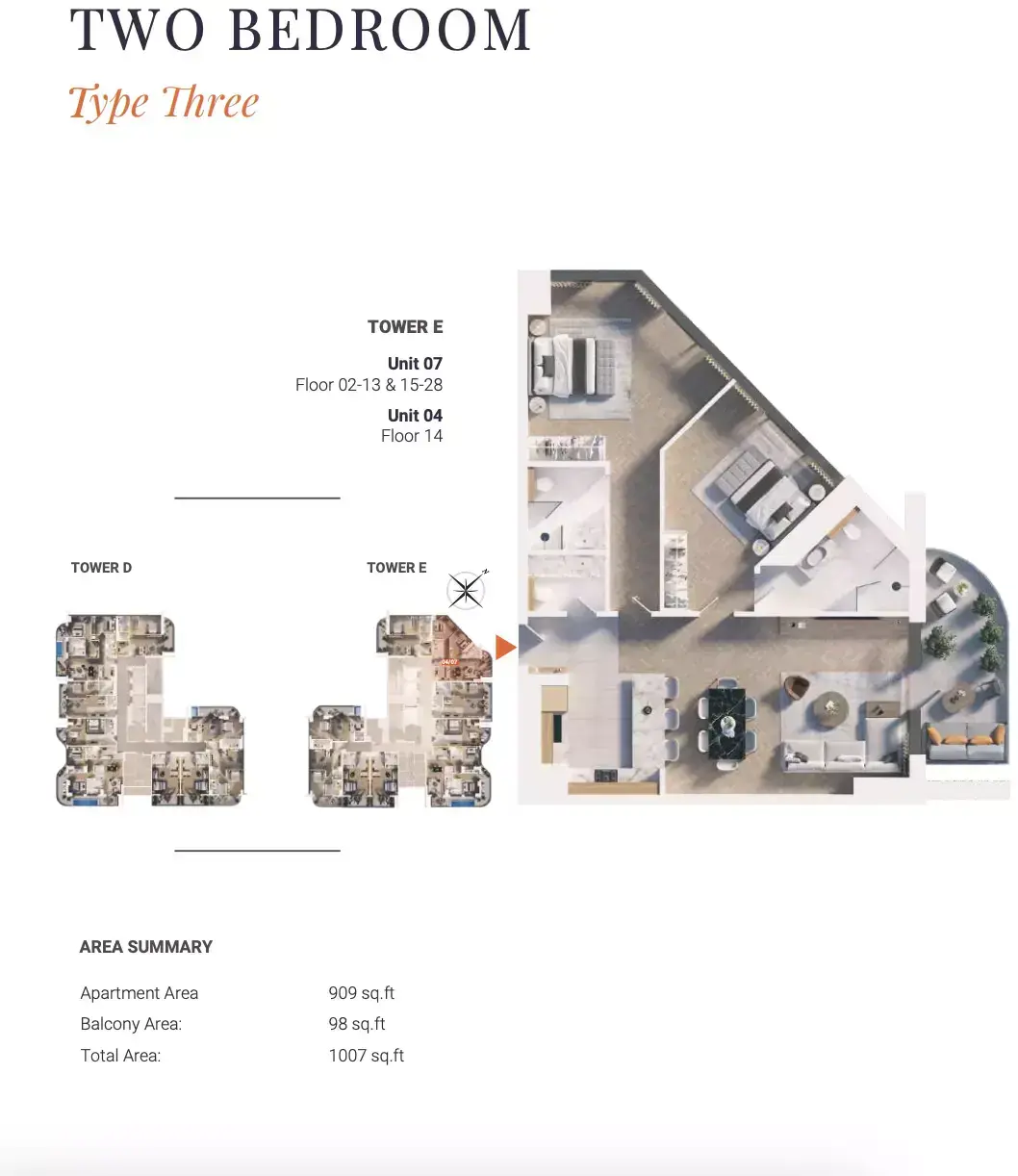 Планировка — 2-спальная, 94 м²