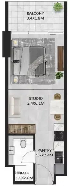 Планировка — Студия, 40 м²