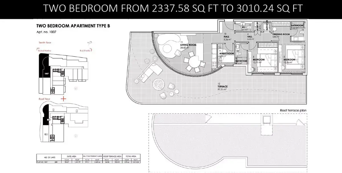 Планировка — 2-спальная, 280 м²
