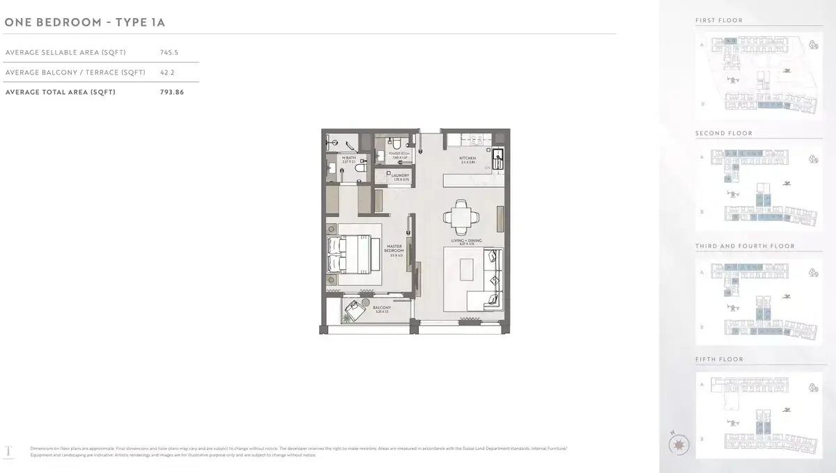 Планировка — 1-спальная, 74 м²