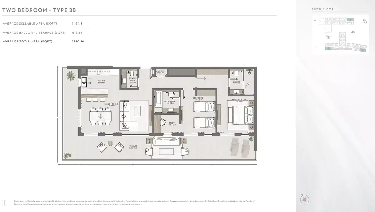 Планировка — 2-спальная, 164 м²