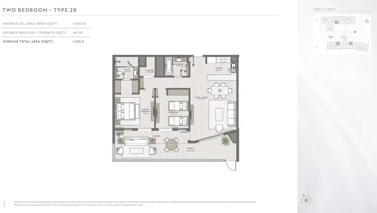 Планировка — 2-спальная, 135 м²