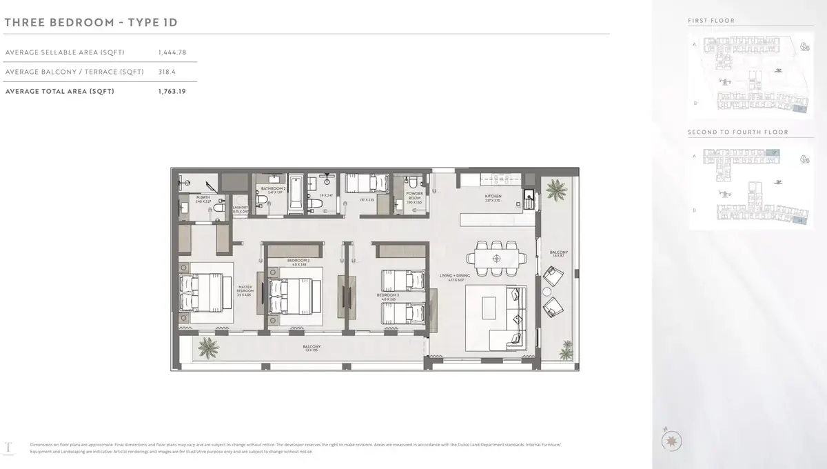 Планировка — 3-спальная, 164 м²