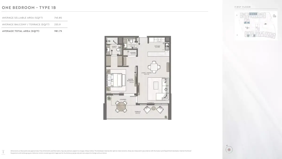 Планировка — 1-спальная, 91 м²