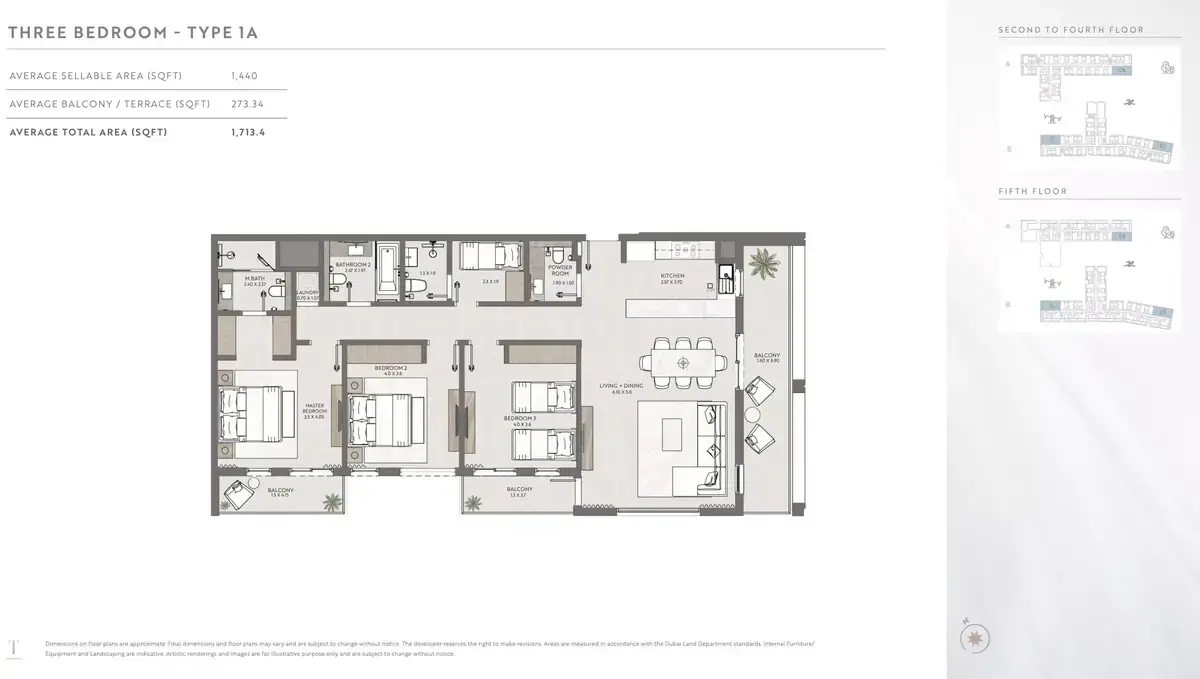 Планировка — 3-спальная, 159 м²