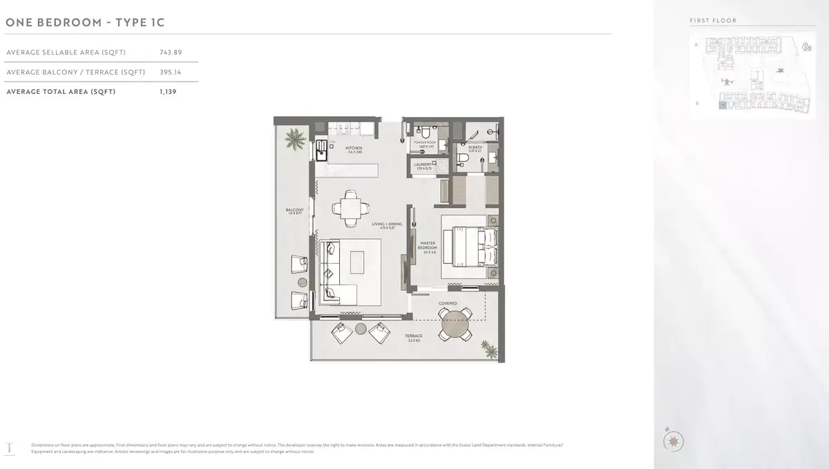 Планировка — 1-спальная, 106 м²