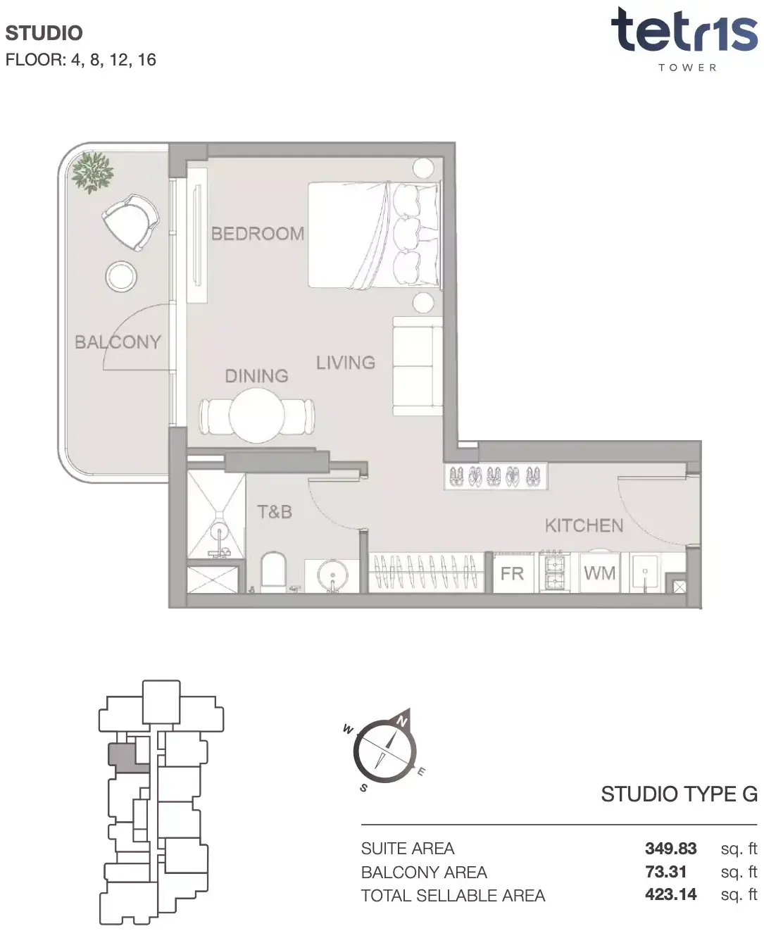Планировка — Студия, 39 м²