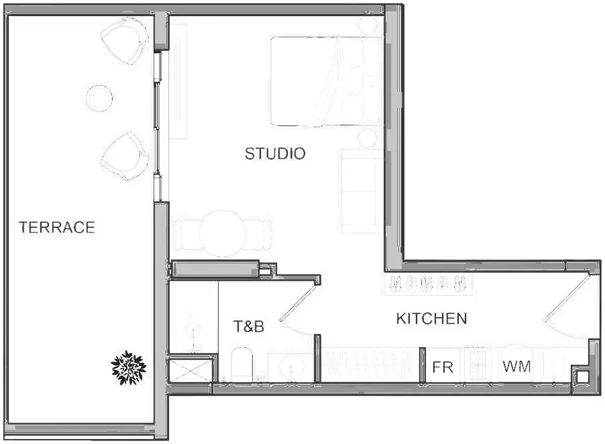 Планировка — Студия, 53 м²