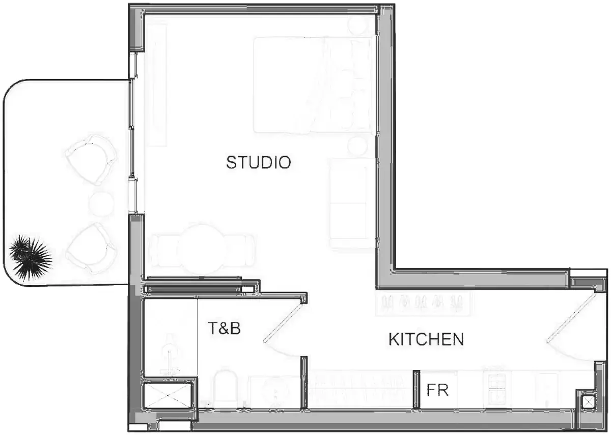 Планировка — Студия, 42 м²