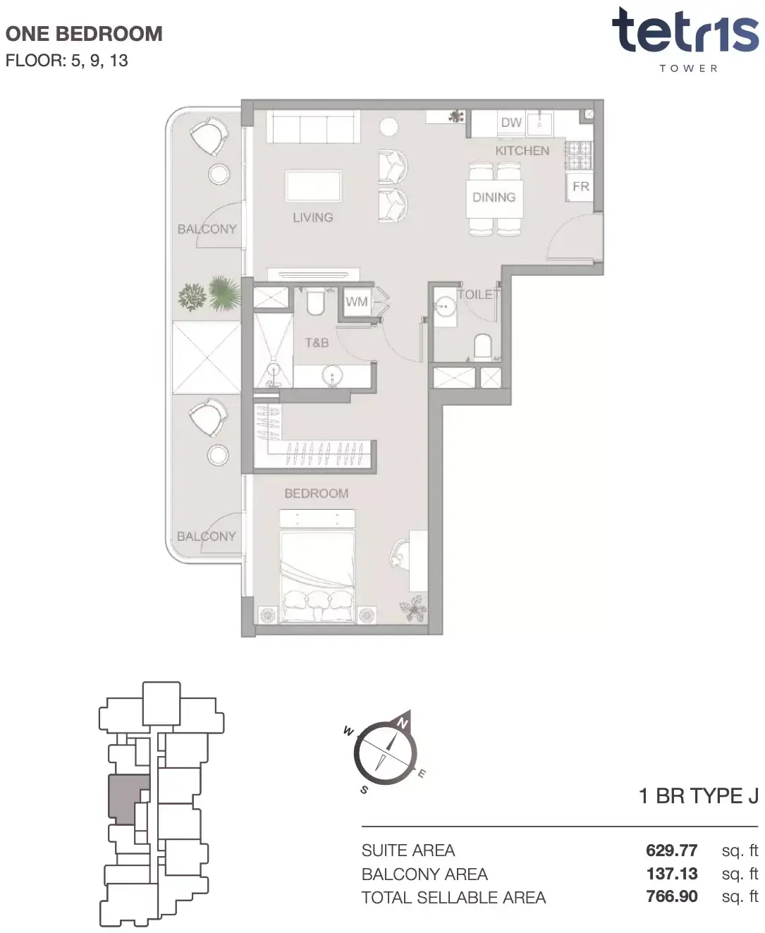 Планировка — 1-спальная, 71 м²