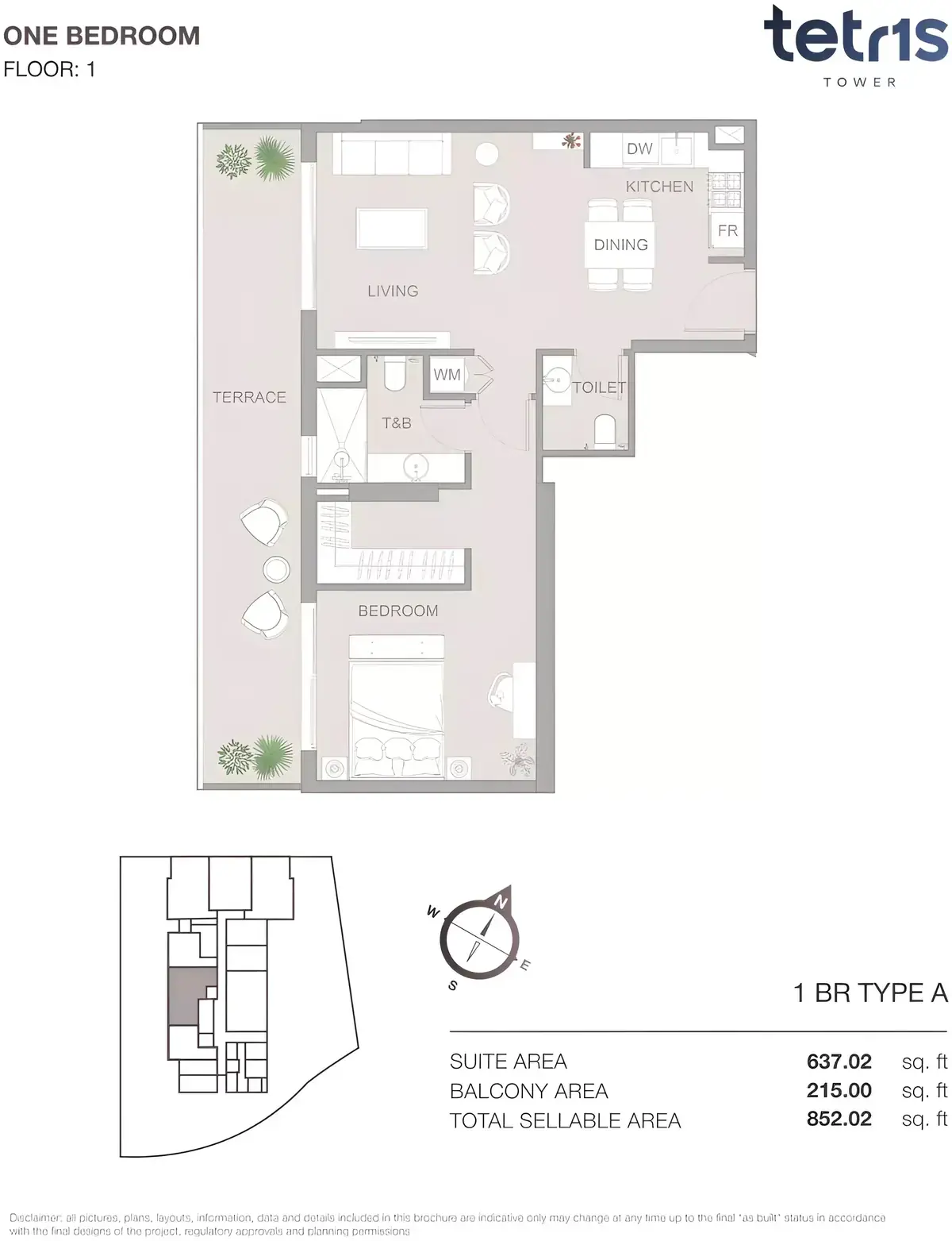 Планировка — 1-спальная, 79 м²