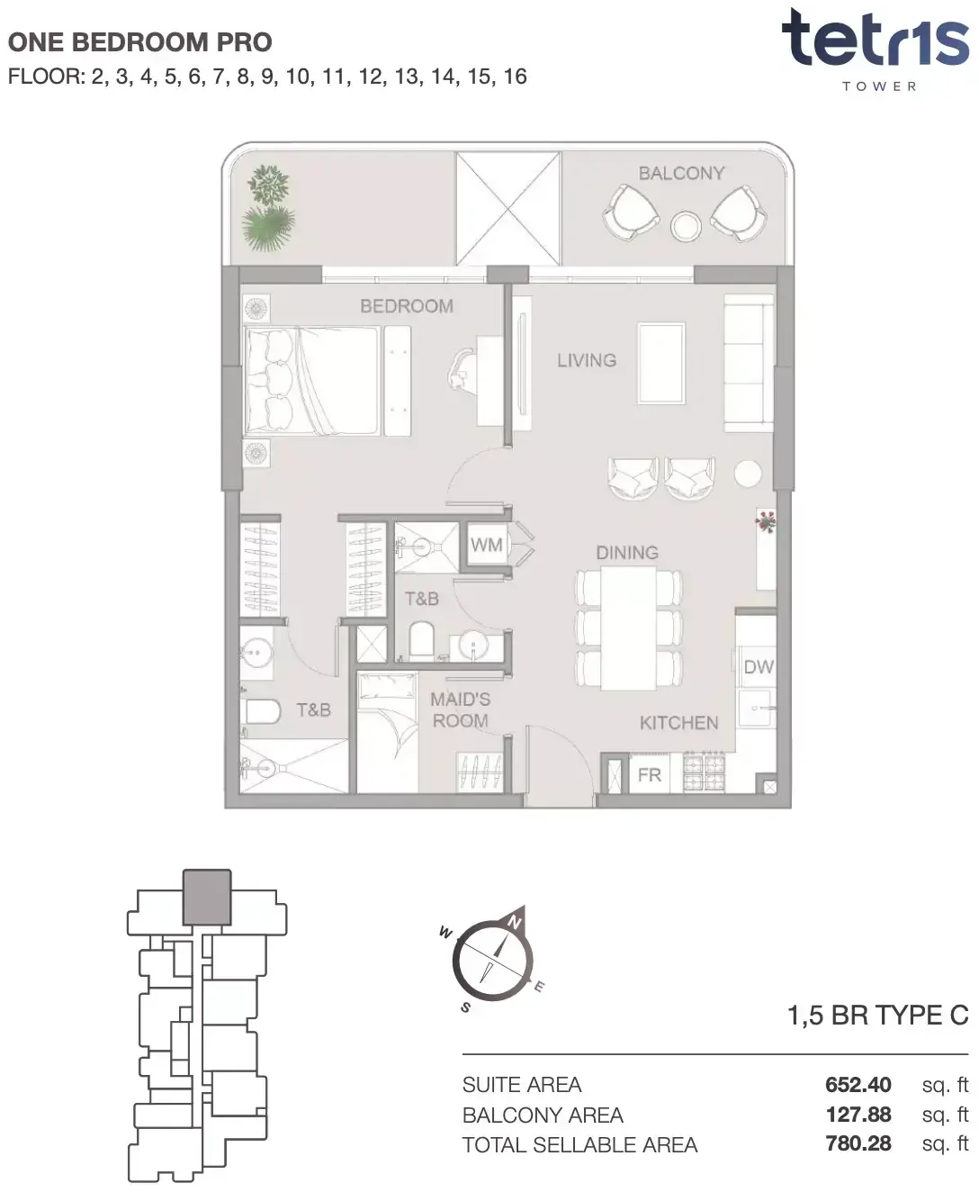 Планировка — 2-спальная, 72 м²
