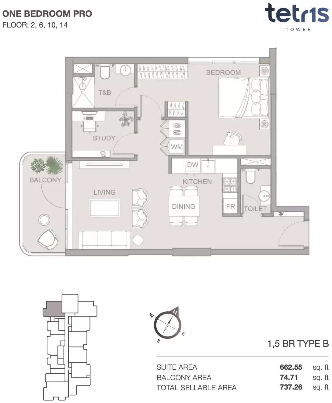 Планировка — 2-спальная, 68 м²