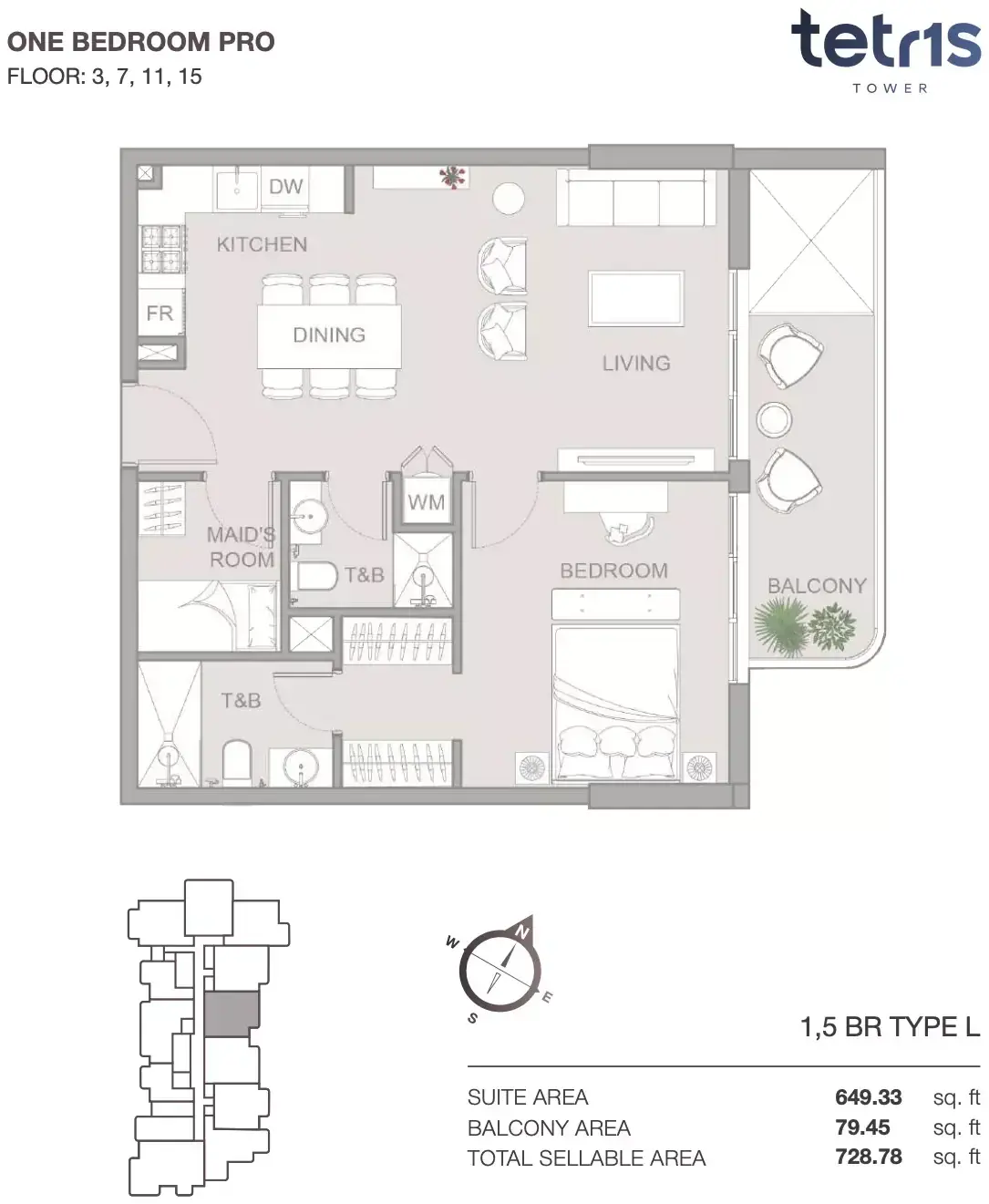 Планировка — 2-спальная, 68 м²