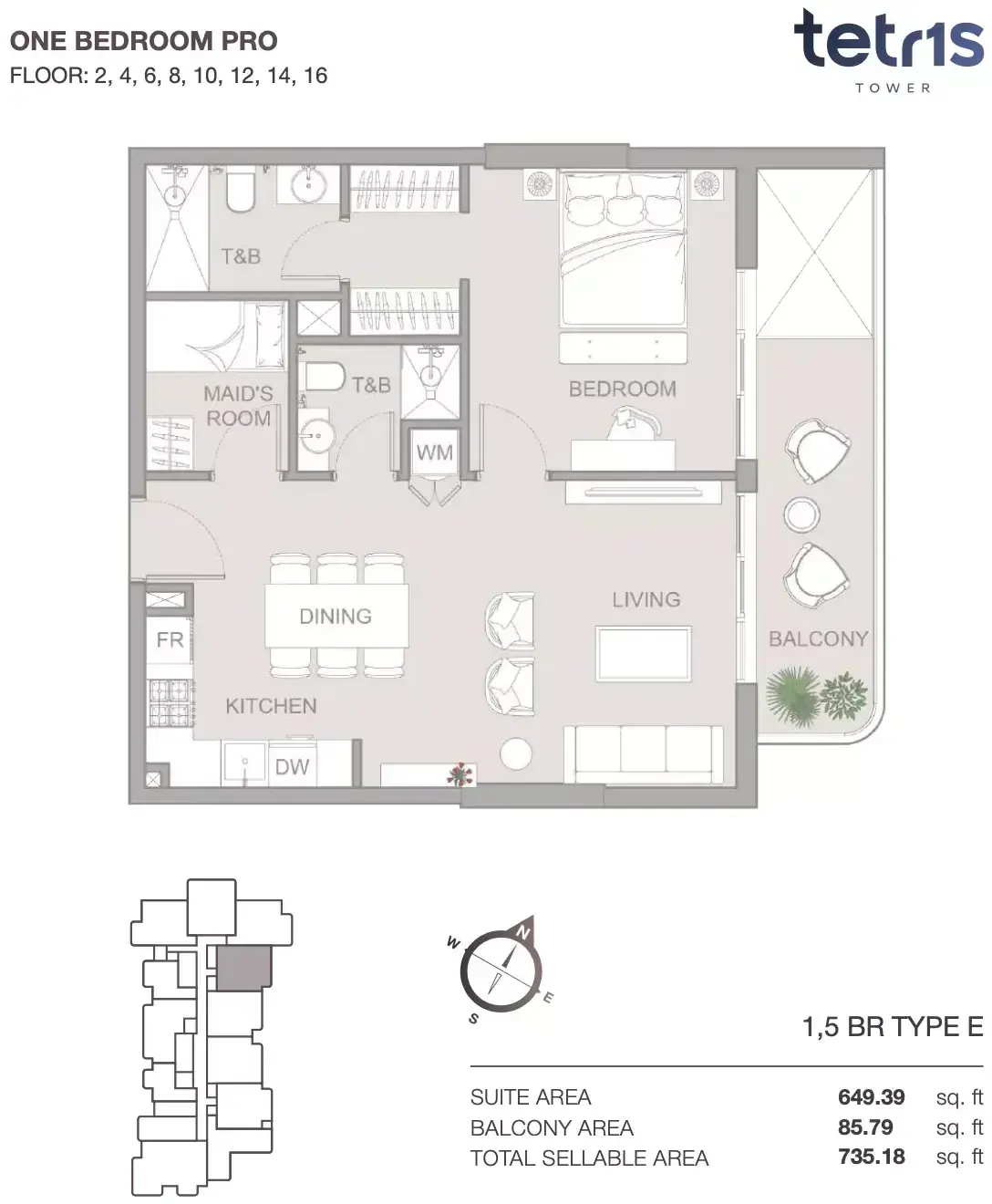 Планировка — 2-спальная, 68 м²