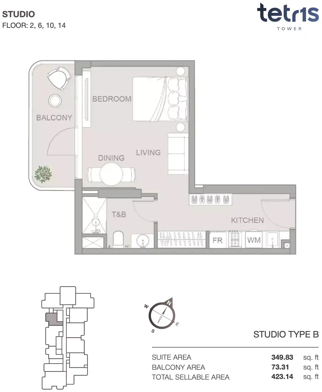 Планировка — Студия, 39 м²