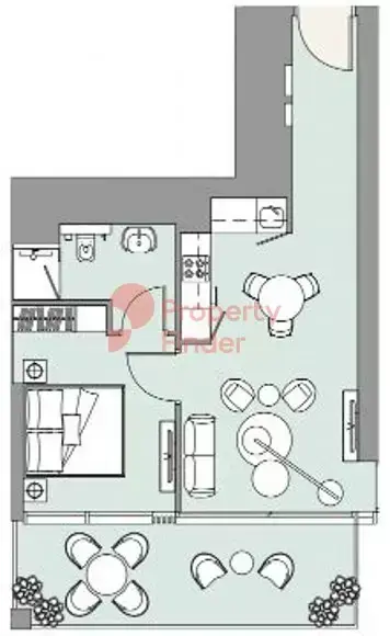 Планировка — 1-спальная, 63 м²