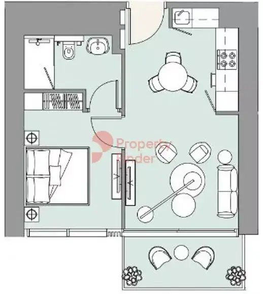 Планировка — 1-спальная, 53 м²