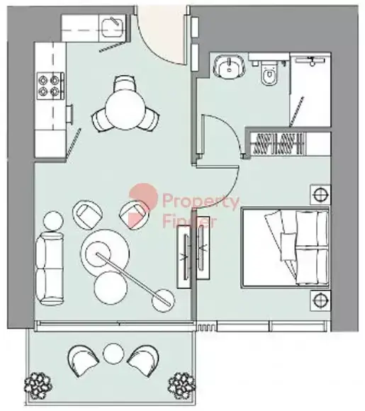 Планировка — 1-спальная, 53 м²