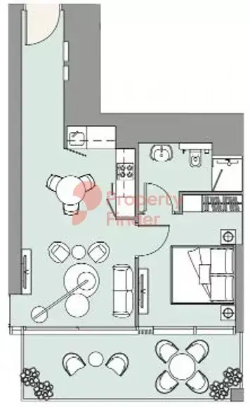 Планировка — 1-спальная, 63 м²