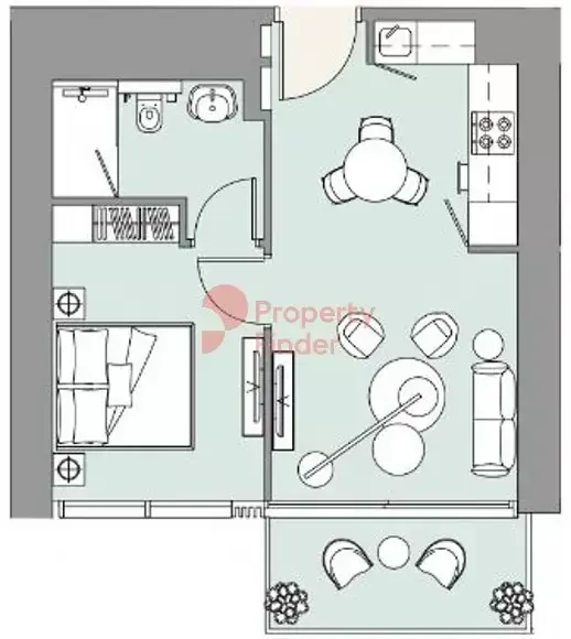 Планировка — 1-спальная, 53 м²