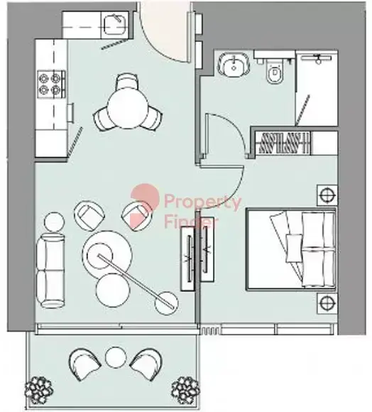Планировка — 1-спальная, 53 м²