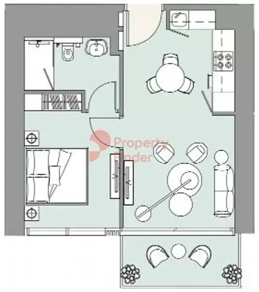 Планировка — 1-спальная, 53 м²