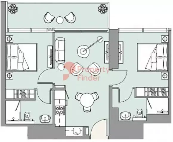 Планировка — 2-спальная, 78 м²