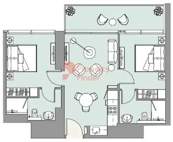 Планировка — 2-спальная, 78 м²