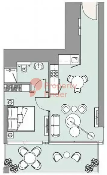 Планировка — 1-спальная, 63 м²