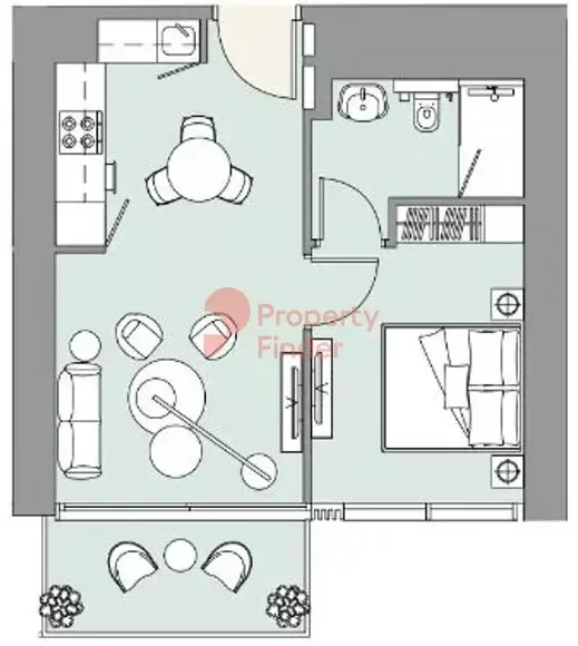 Планировка — 1-спальная, 53 м²