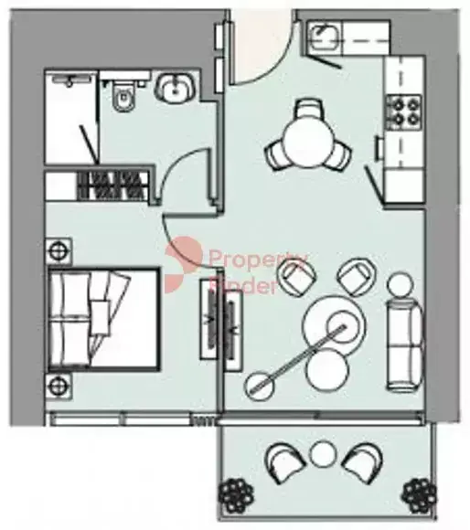 Планировка — 1-спальная, 53 м²
