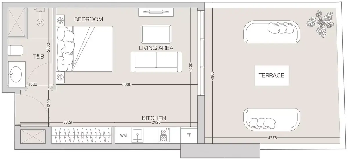 Планировка — Студия, 58 м²