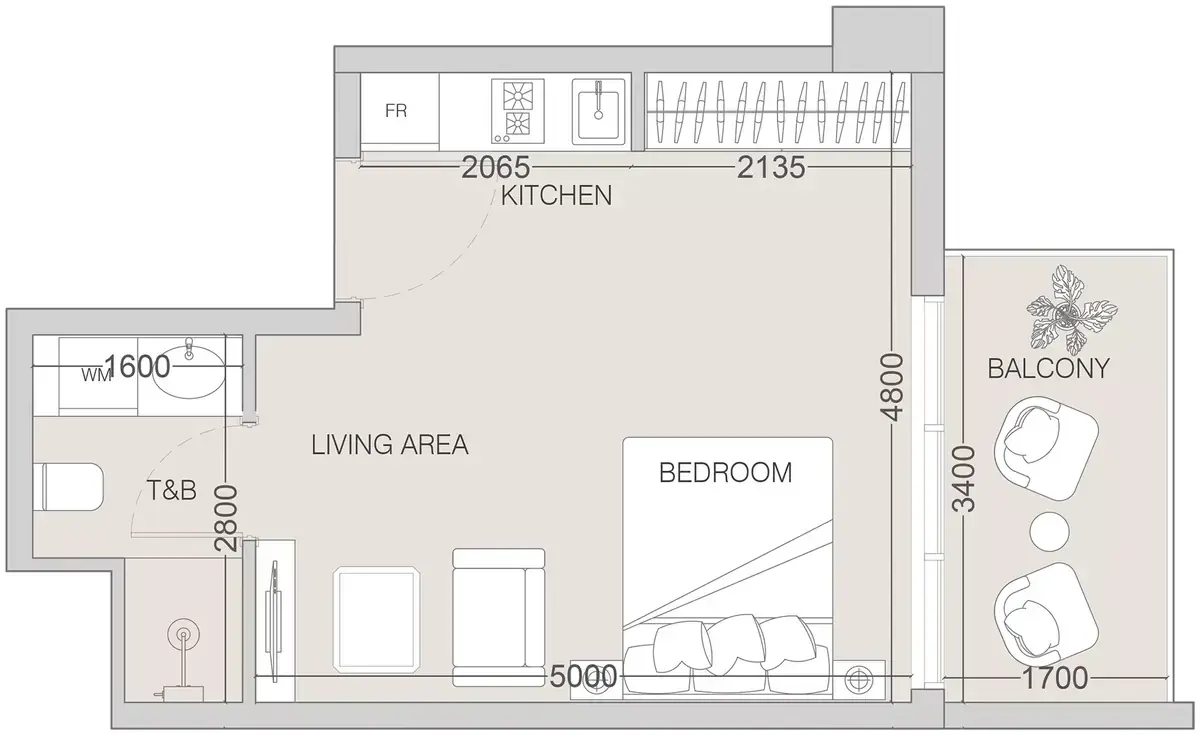 Планировка — Студия, 35 м²