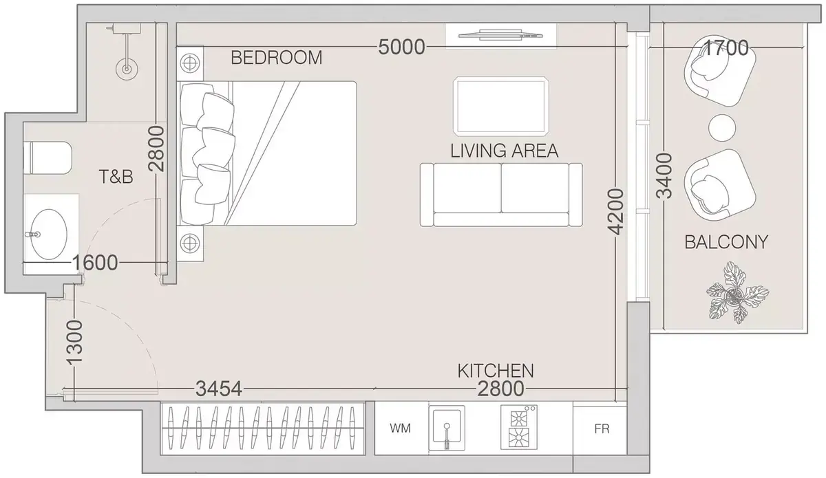 Планировка — Студия, 39 м²