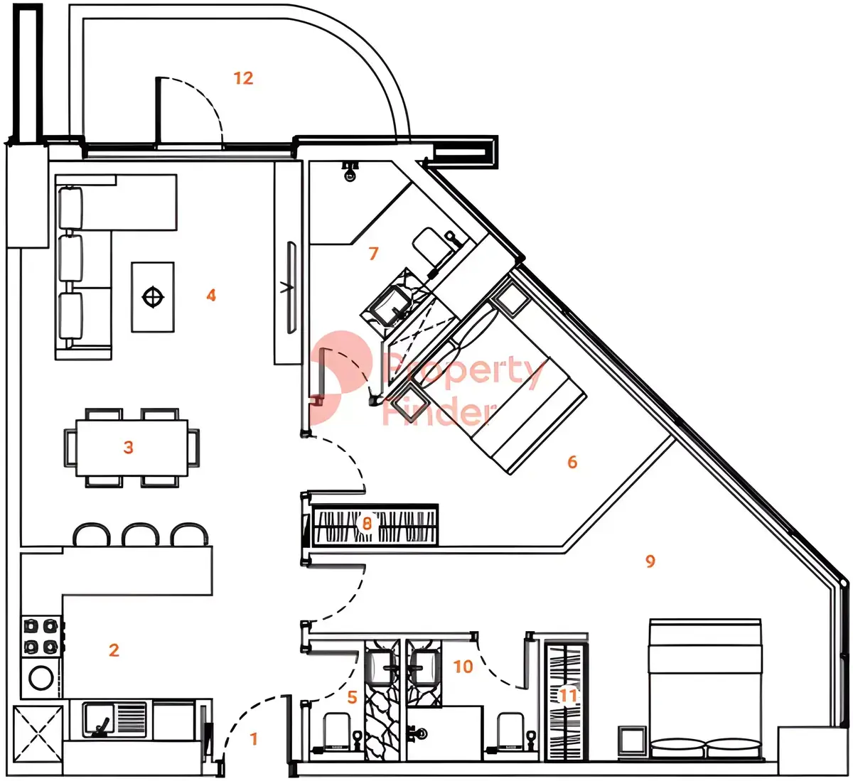 Планировка — 2-спальная, 97 м²