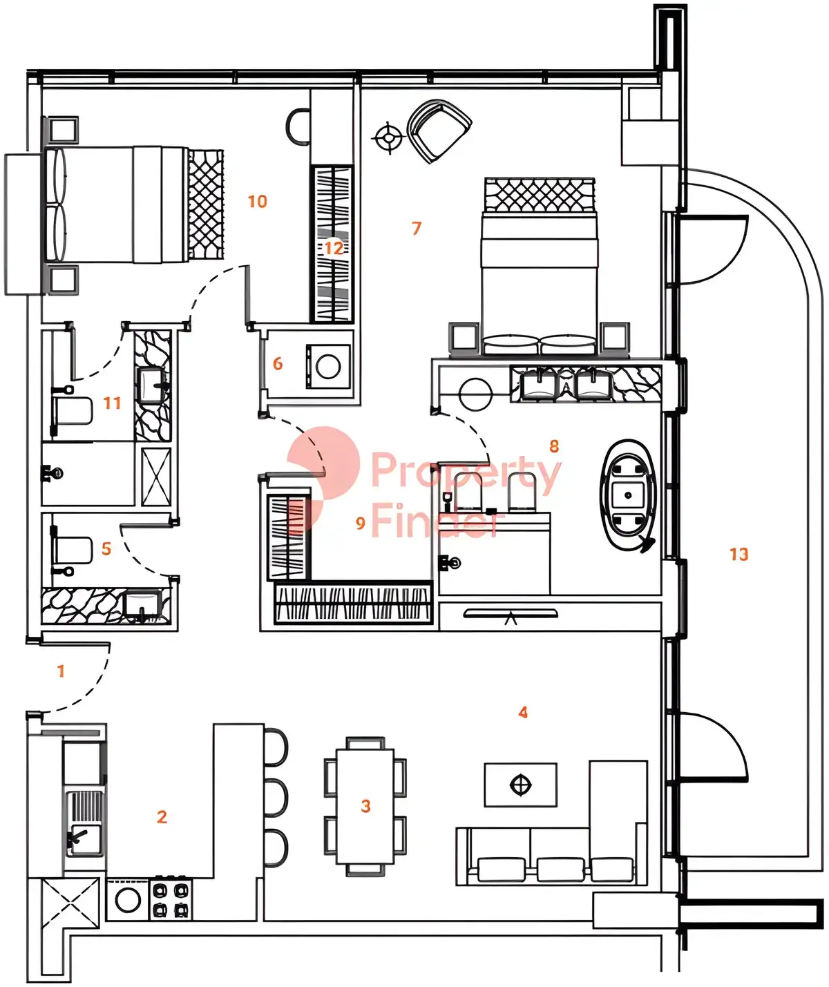 Планировка — 2-спальная, 127 м²