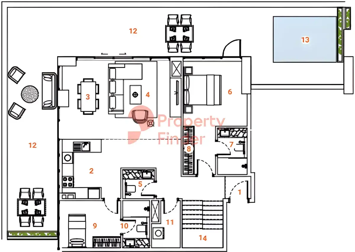 Планировка — 3-спальная, 267 м²