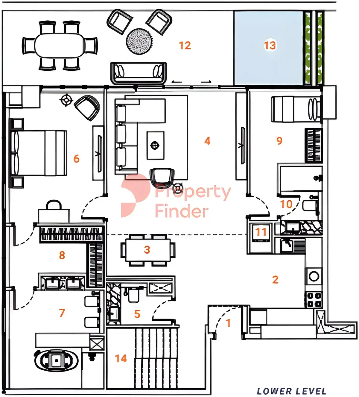 Планировка — 3-спальная, 244 м²