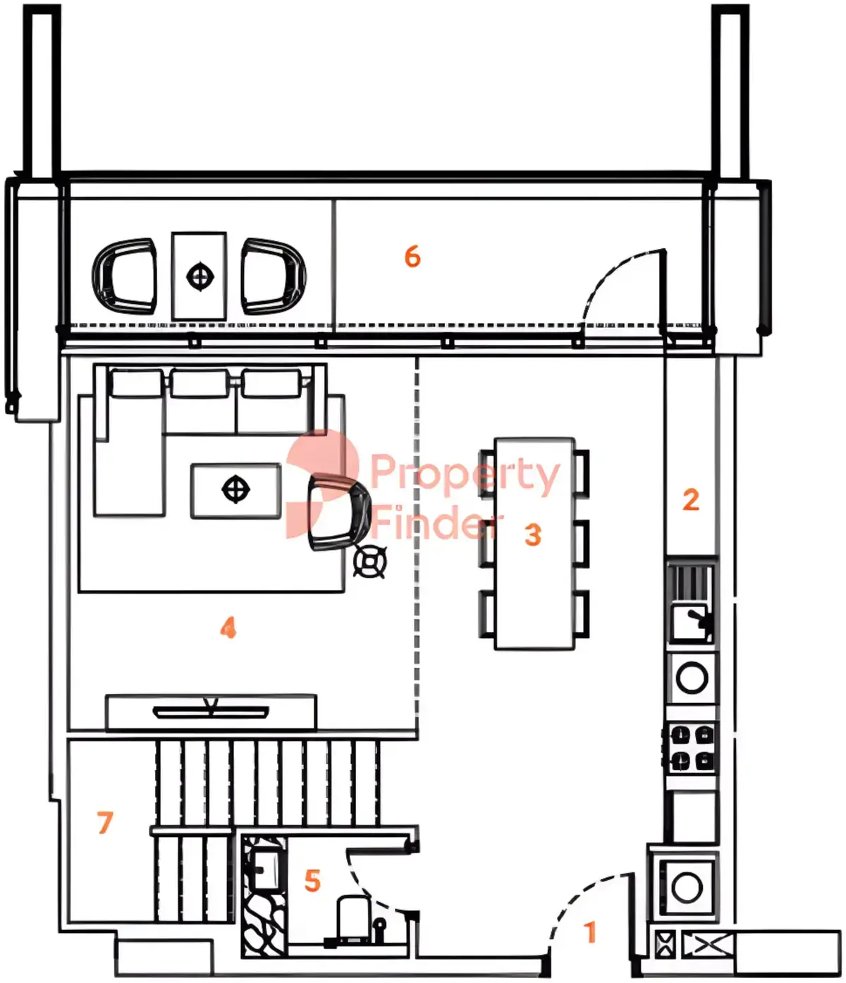 Планировка — 1-спальная, 100 м²