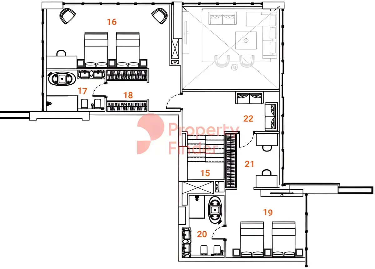 Планировка — 3-спальная, 308 м²