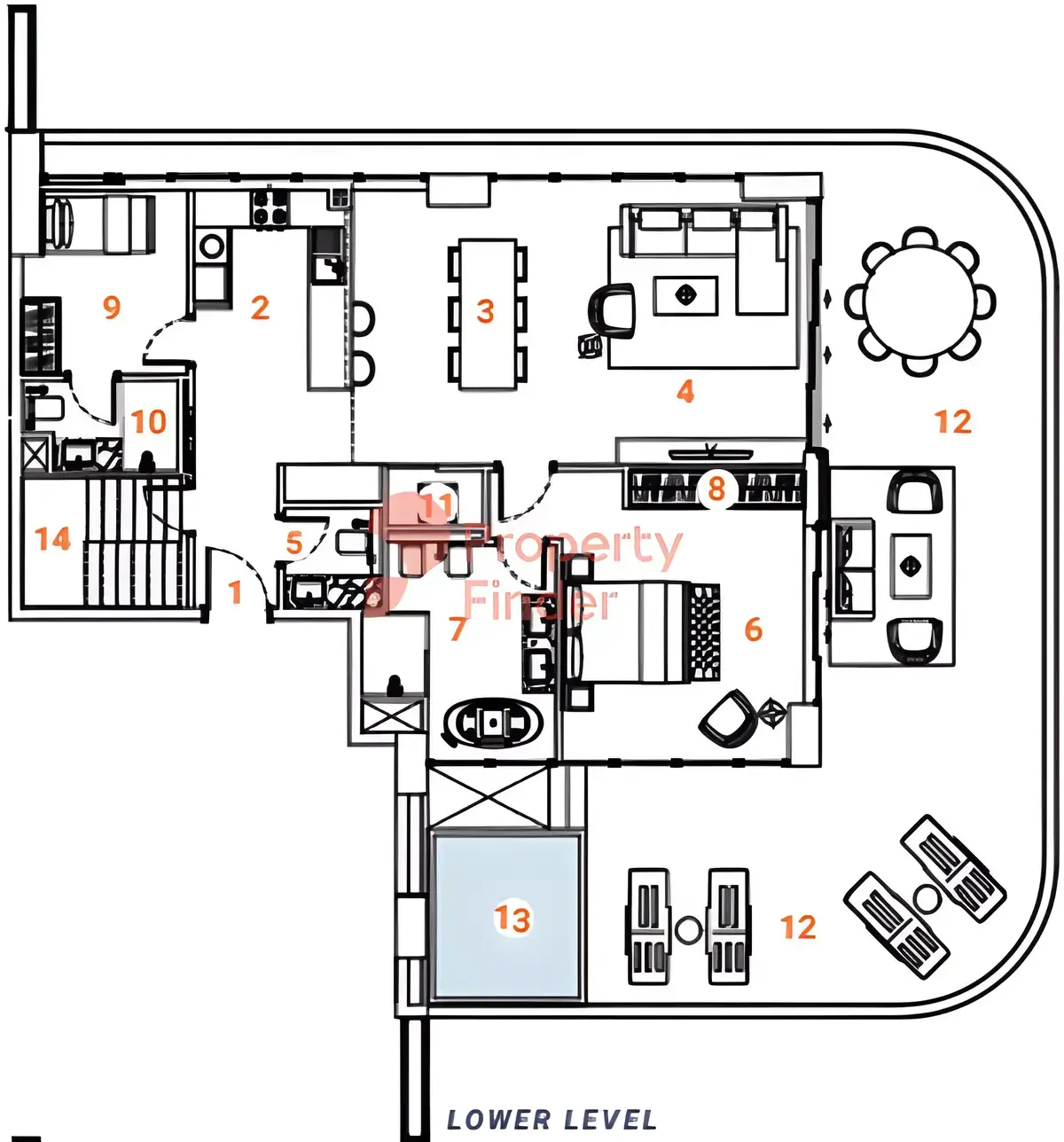Планировка — 3-спальная, 266 м²