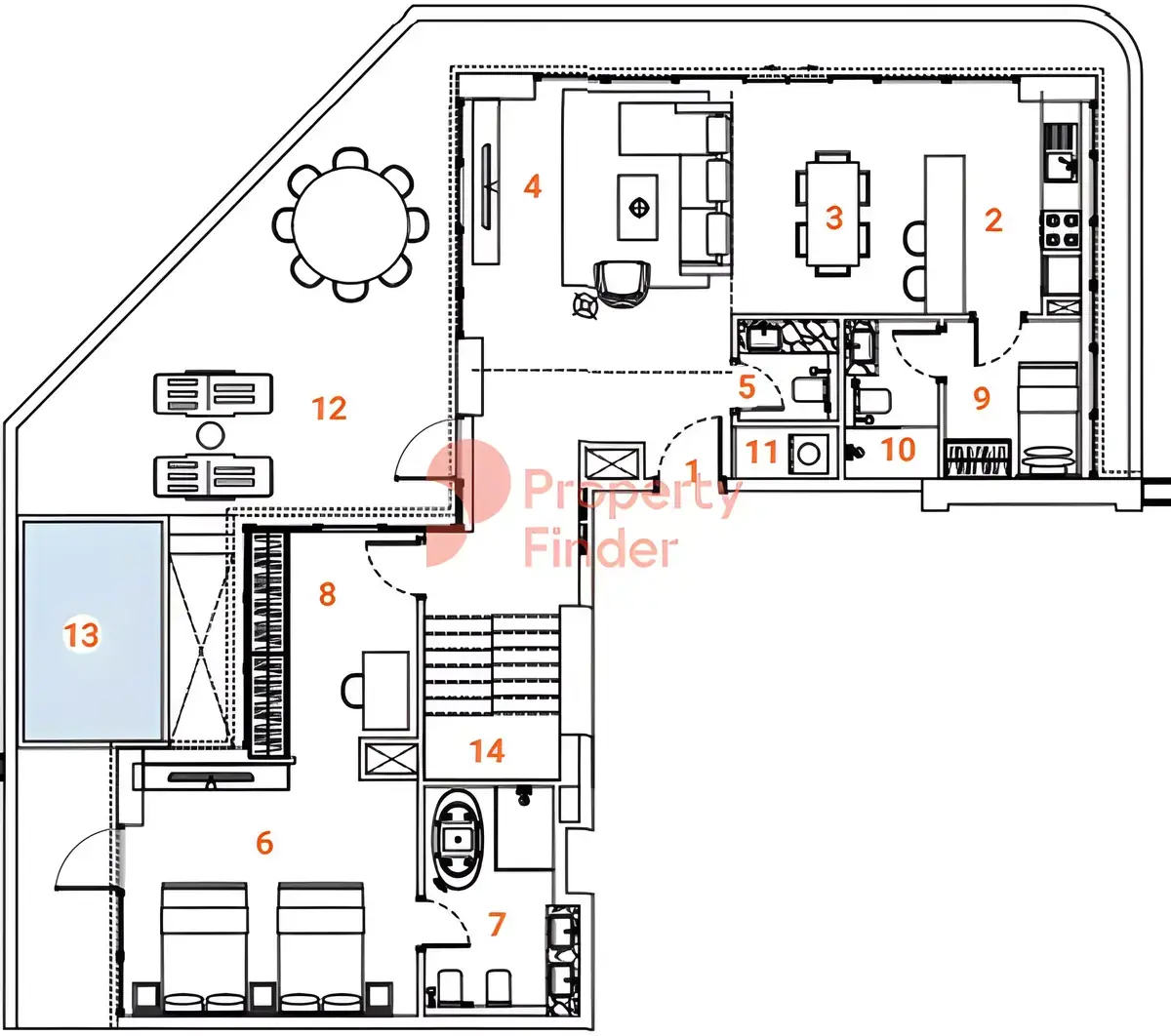 Планировка — 3-спальная, 271 м²
