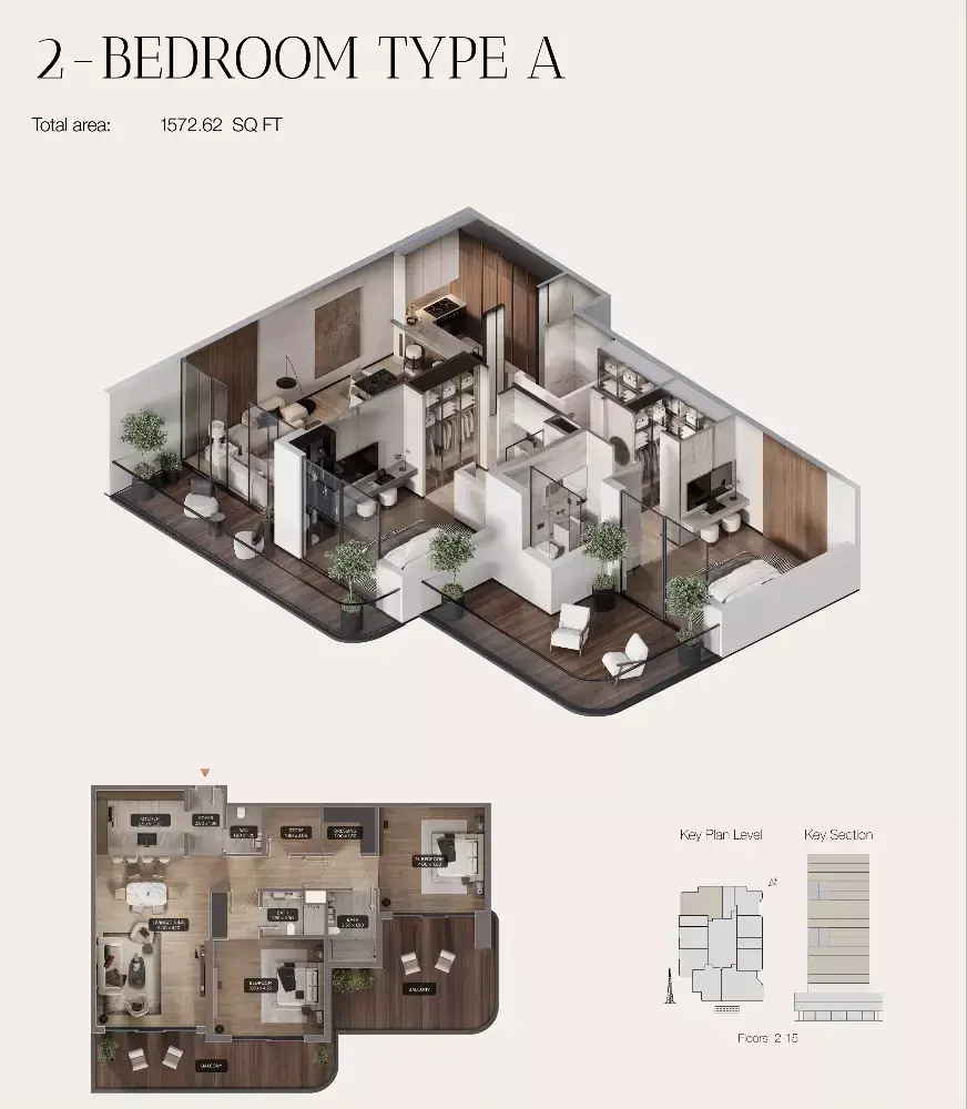 Планировка — 2-спальная, 146 м²