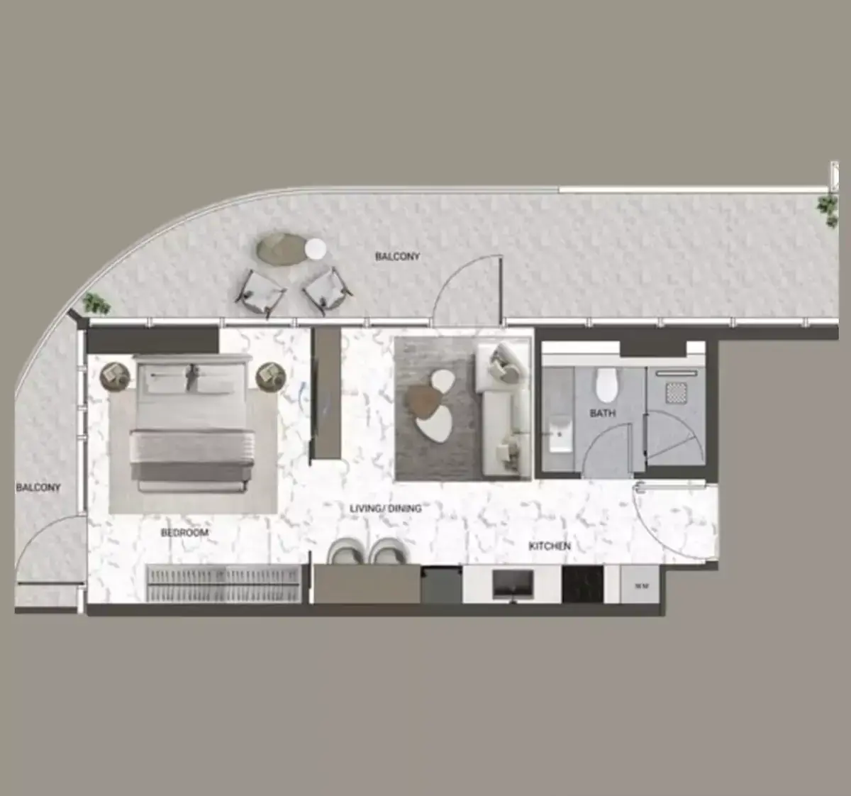 Планировка — Студия, 68 м²