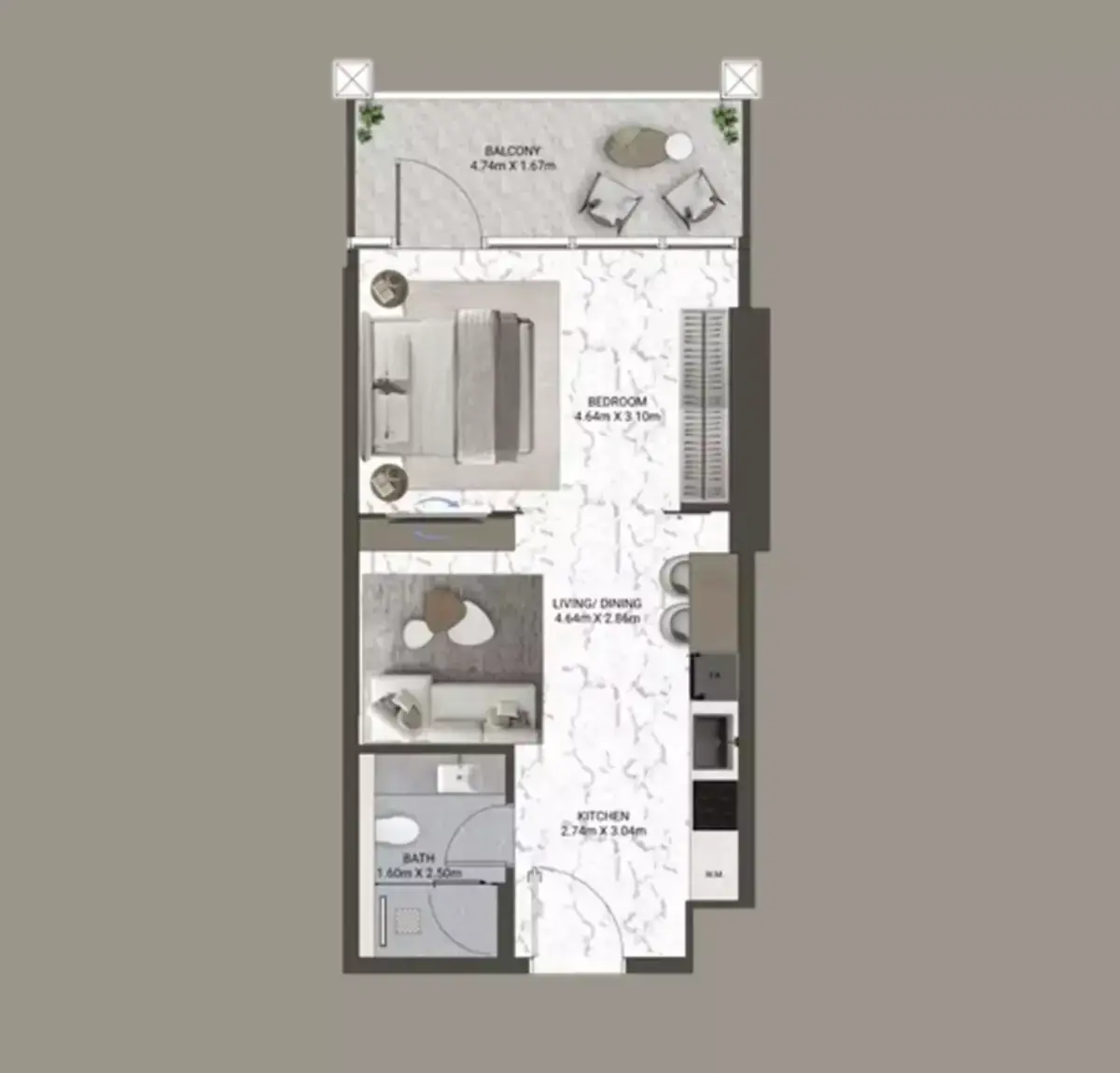 Планировка — Студия, 51 м²