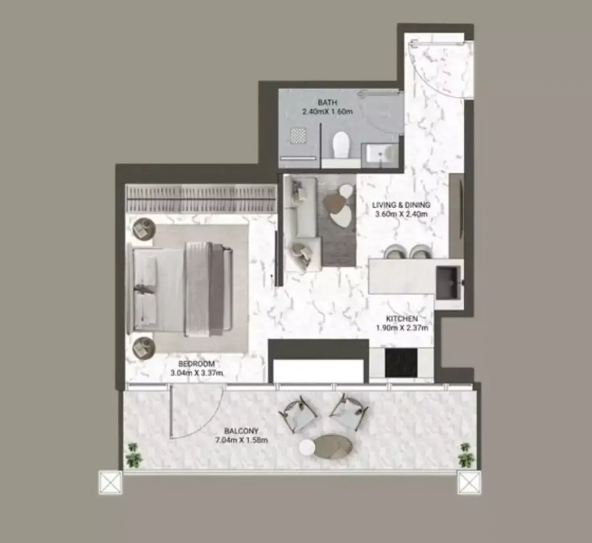 Планировка — Студия, 50 м²