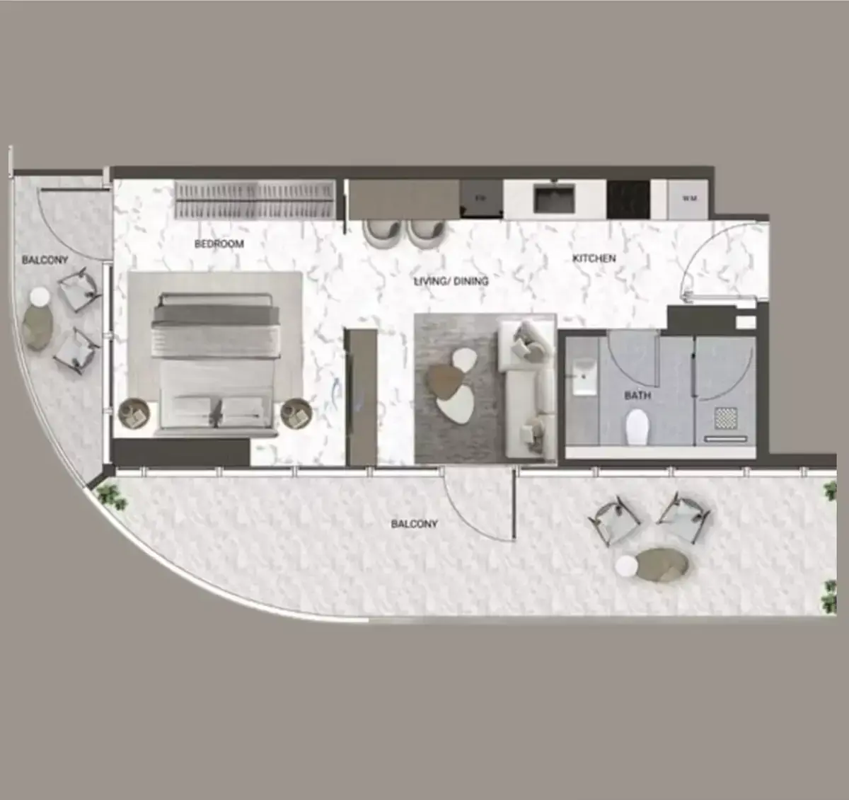 Планировка — Студия, 69 м²