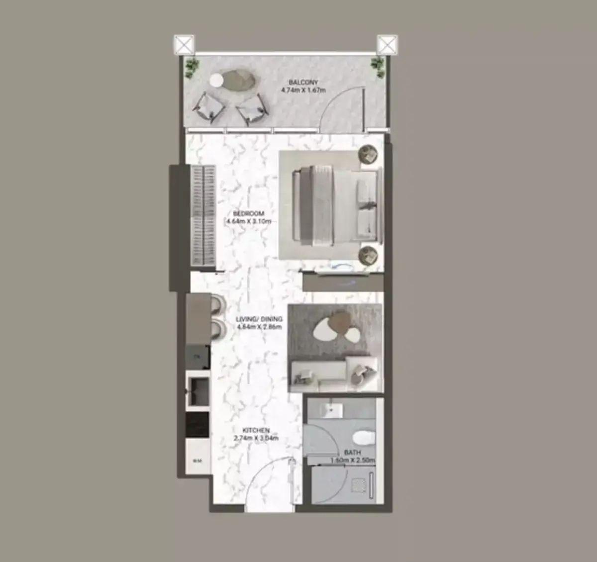 Планировка — Студия, 50 м²